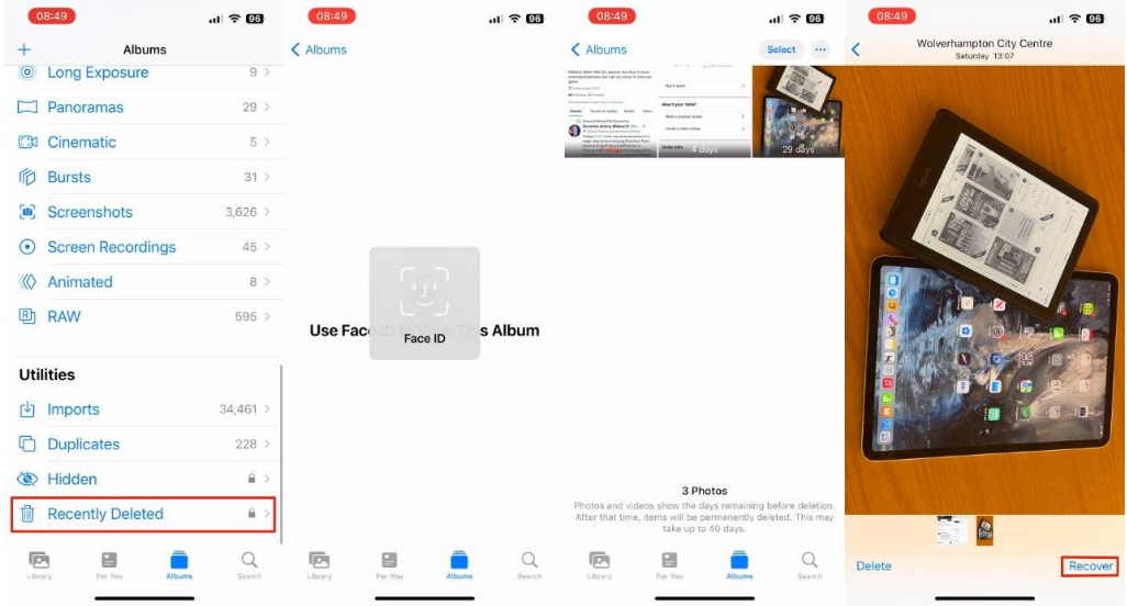 淮阳苹果14维修分享 iPhone14 上恢复已删除的照片 