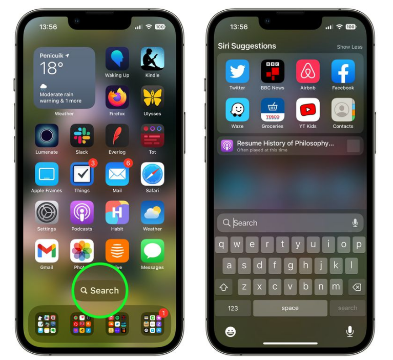淮阳苹果手机维修分享升级到 iOS 16 后，如何删除主屏幕上的搜索按钮 