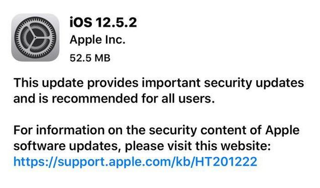 淮阳苹果手机维修分享iOS12.5.2发布，建议所有老苹果用户安装 